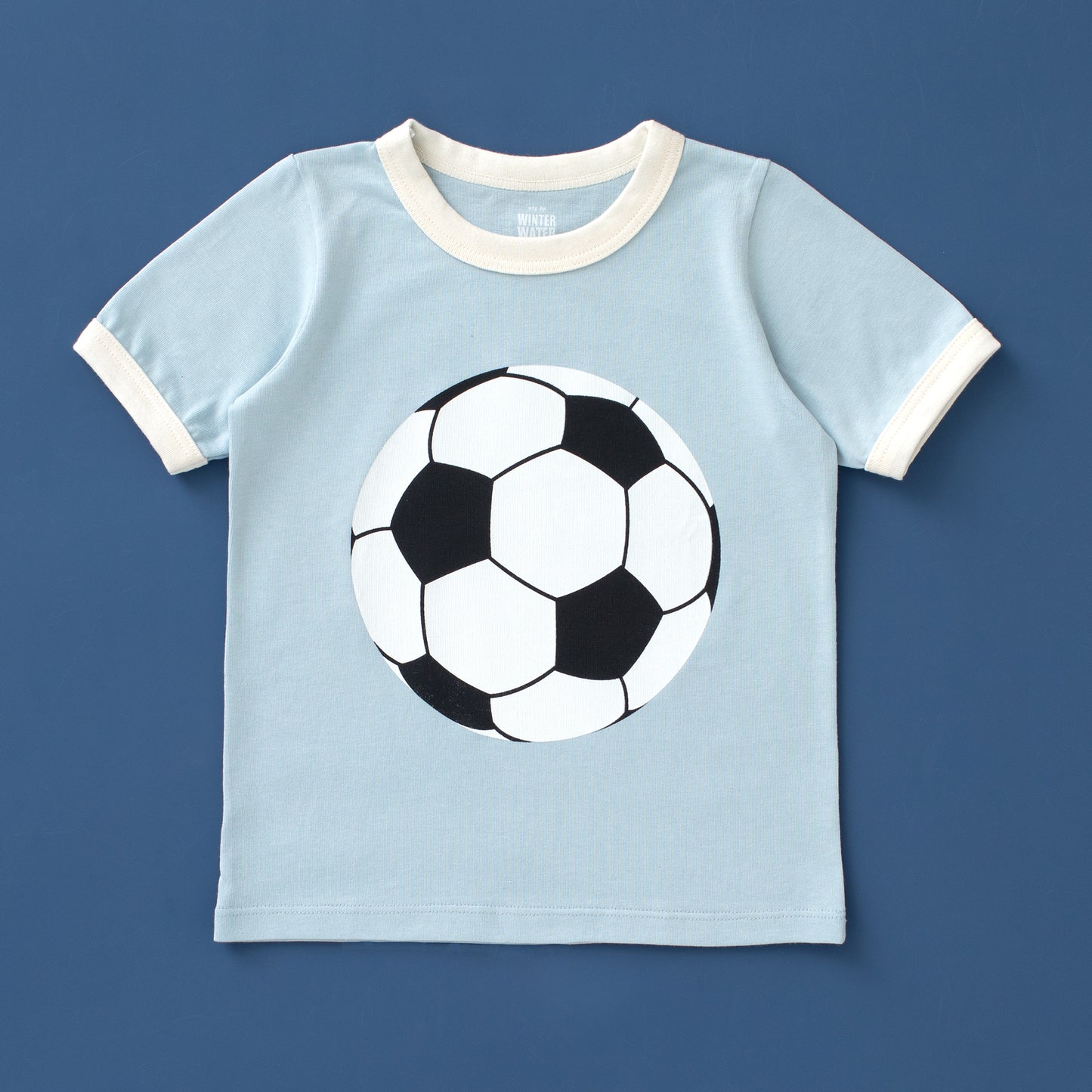 GRAPHIC Ringer Tee - Soccer Ball Sky Blue