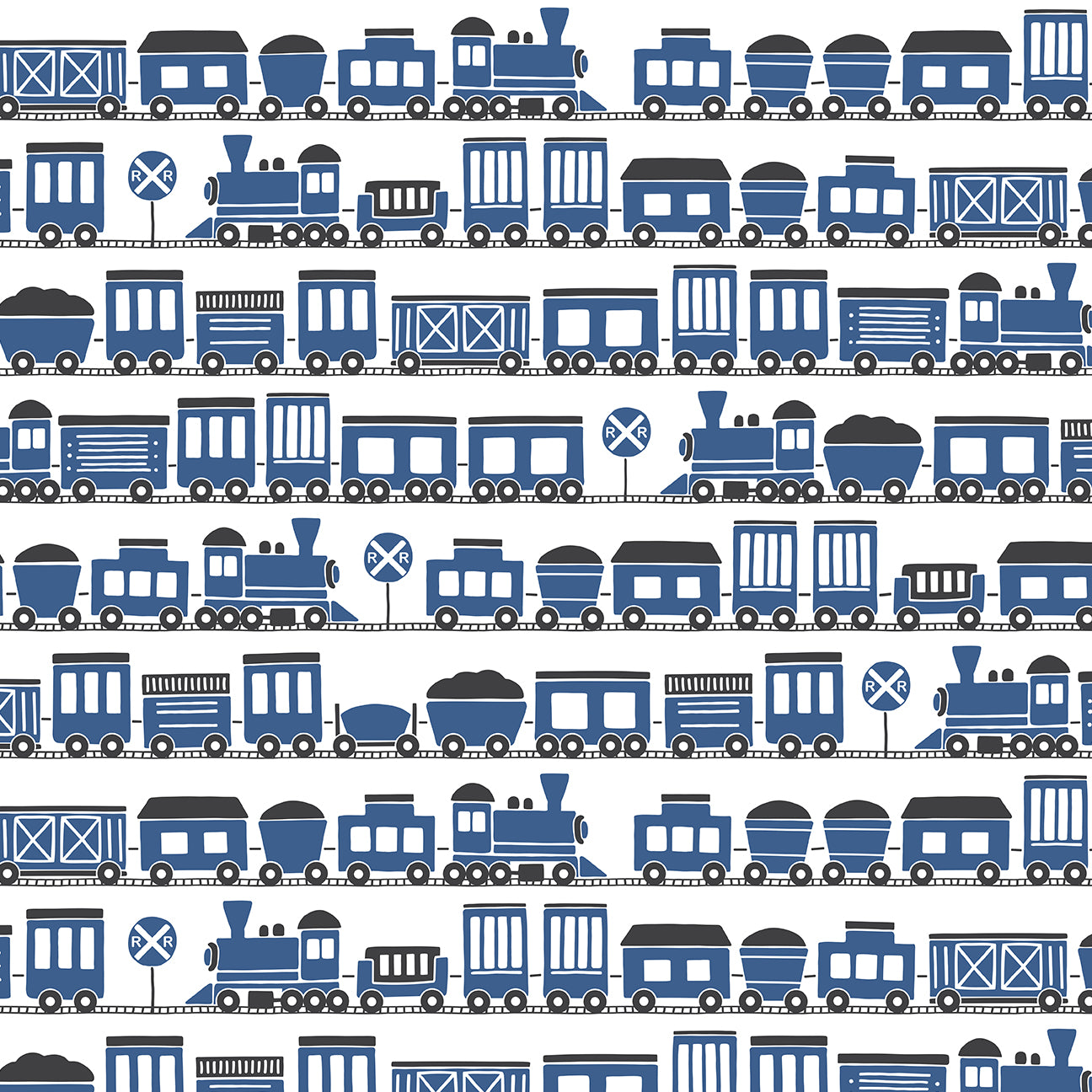 Short Sleeve Snapsuit - Trains Blue