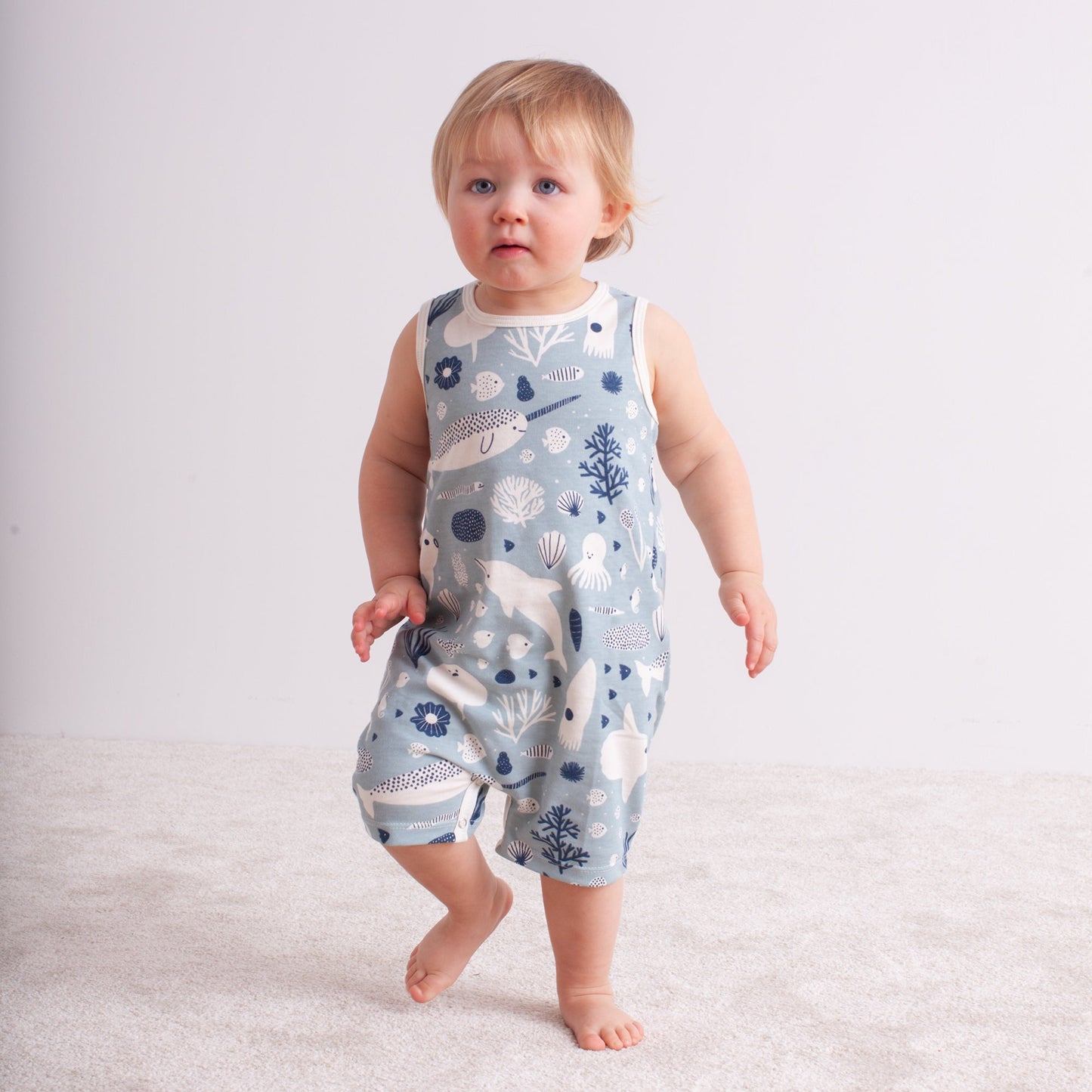 Tank Top Romper - Big Rigs Surf Blue