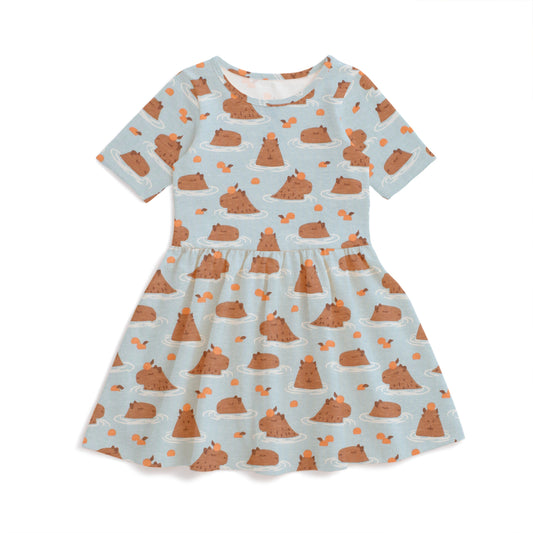 Alberta Dress - Capybaras Blue