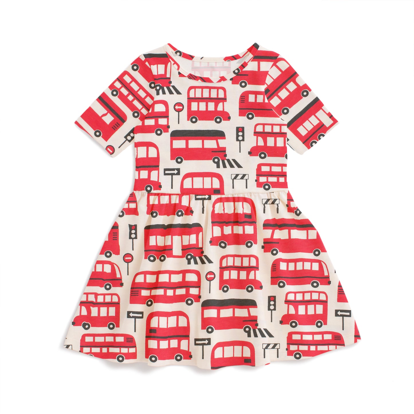 Alberta Dress - Double Decker Buses Red