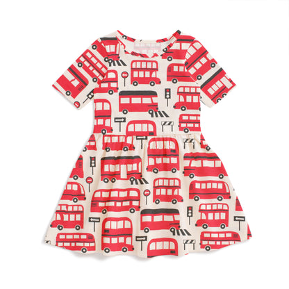 Alberta Dress - Double Decker Buses Red