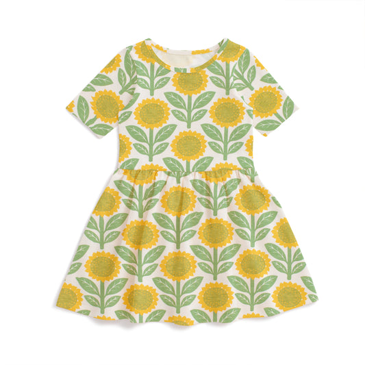 Alberta Dress - Sunflowers Green