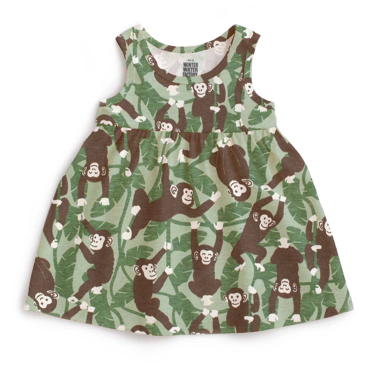 Alna Baby Dress - Chimpanzees Green