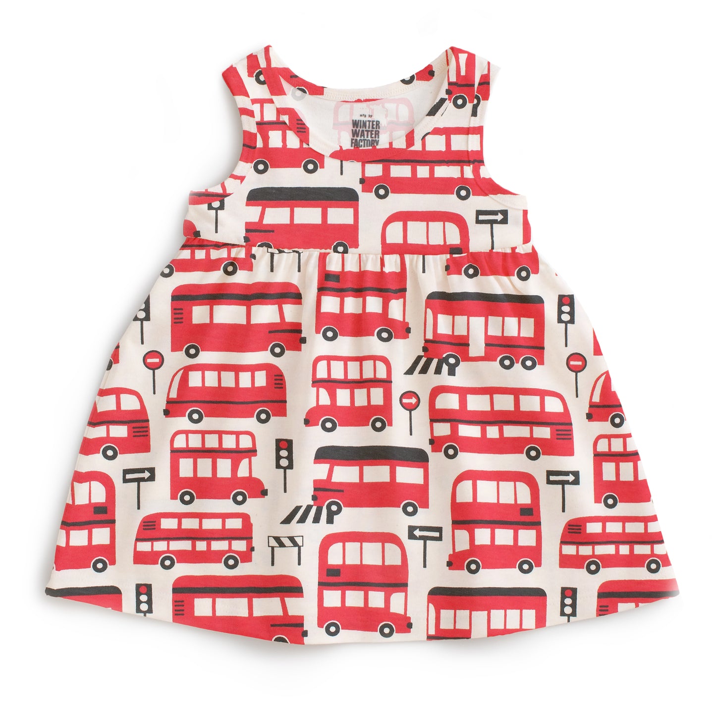 Alna Baby Dress - Double Decker Buses Red