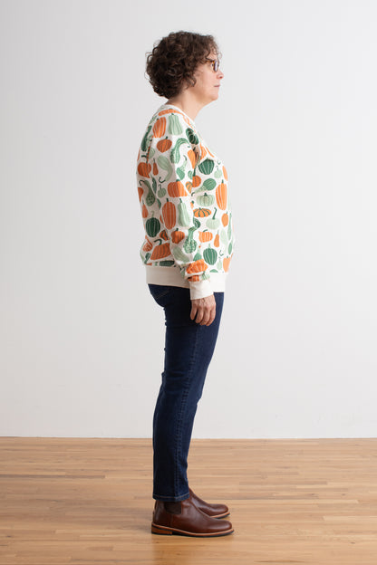 Adult Sweatshirt - Gourds & Pumpkins Green & Orange