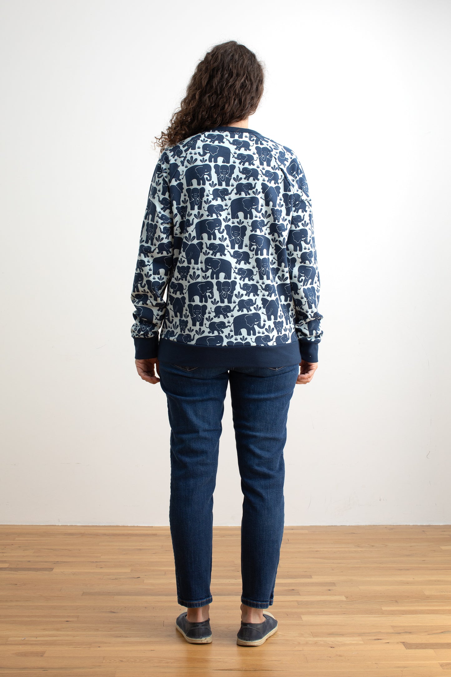 Adult Sweatshirt - Elephant Herd Navy Blue