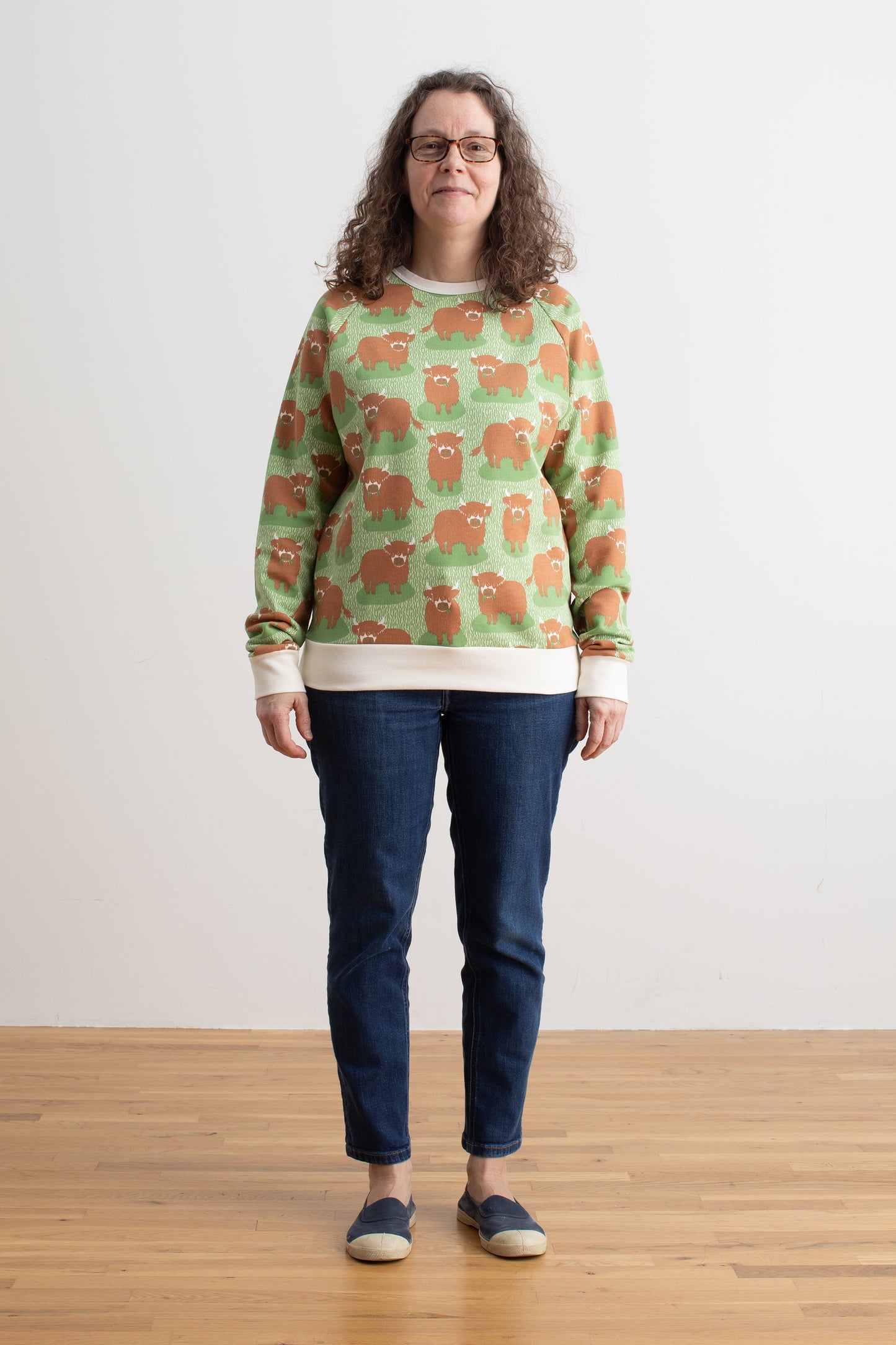 Adult Sweatshirt - Highland Cows Green