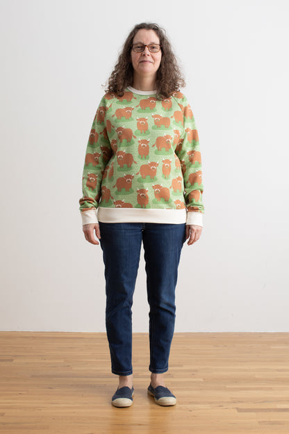Adult Sweatshirt - Highland Cows Green