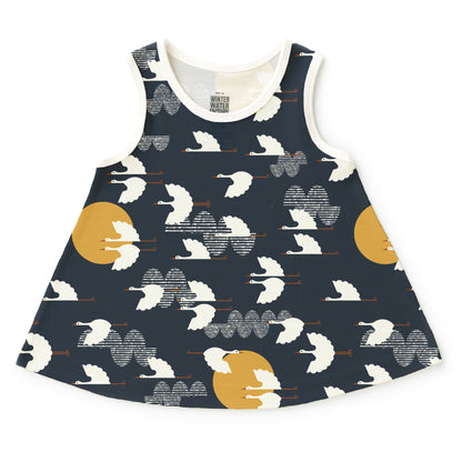 Iris Baby Tunic - Cranes Night Sky