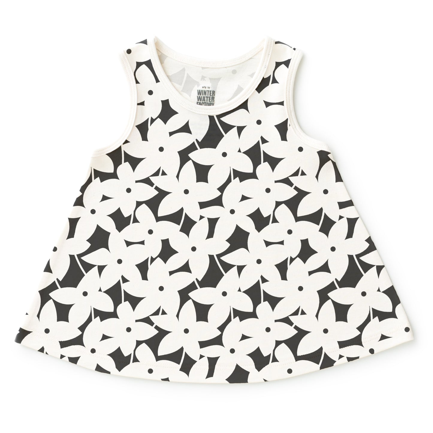 Iris Baby Tunic - Pinwheel Flowers Charcoal