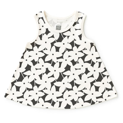 Iris Baby Tunic - Pinwheel Flowers Charcoal