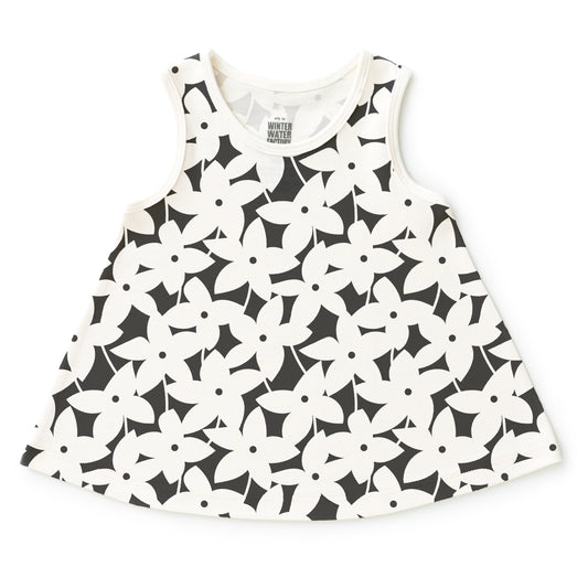 Iris Baby Tunic - Pinwheel Flowers Charcoal