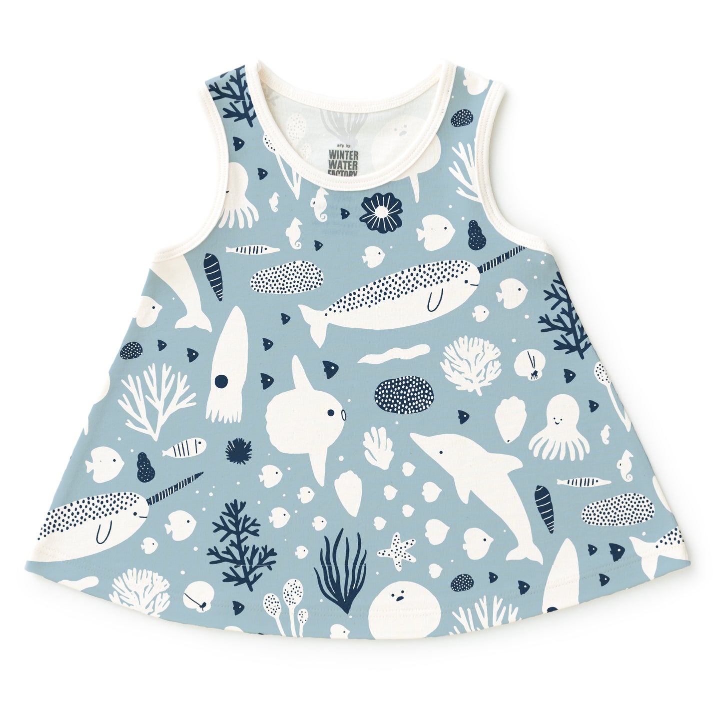 Iris Baby Tunic - Sea Creatures Pale Blue & Navy