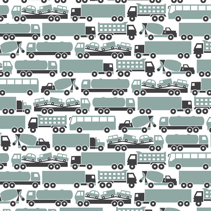 Footed Romper - Big Rigs Surf Blue