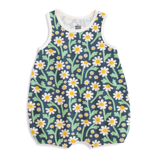Bubble Romper - Bold Daisies Navy