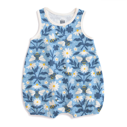 Bubble Romper - Bees Blue