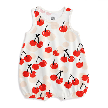 Bubble Romper - Cherries Red