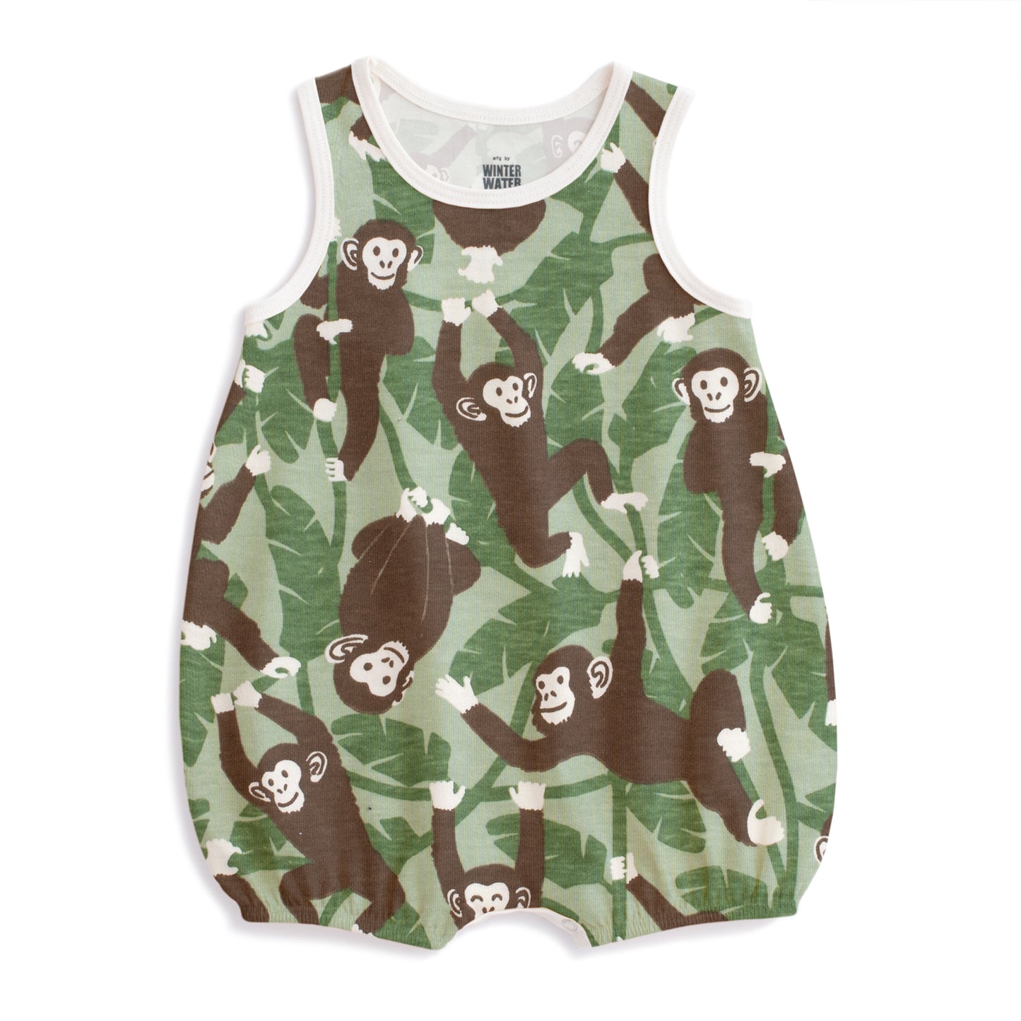 Bubble Romper - Chimpanzees Green