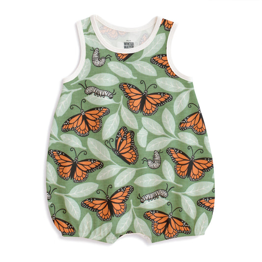 Bubble Romper - Monarchs Dark Green