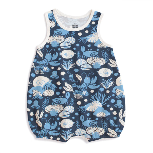 Bubble Romper - Ocean Life Navy