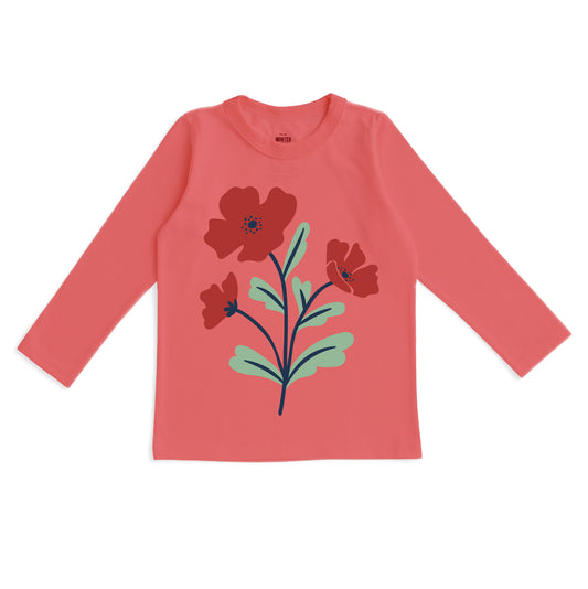 Long-Sleeve GRAPHIC Tee - Poppy Coral