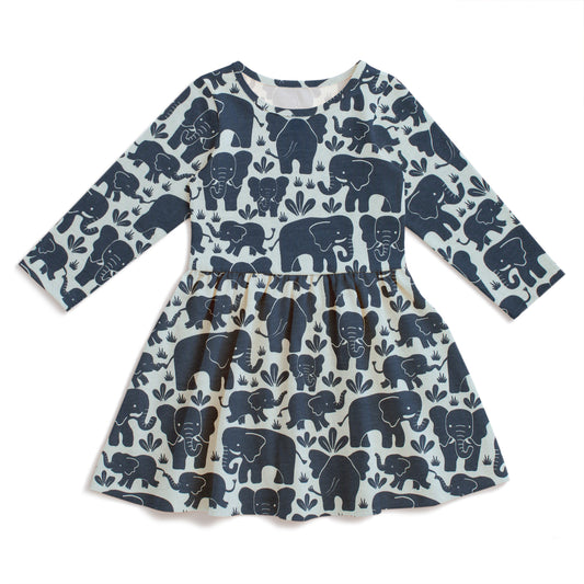 Calgary Dress - Elephant Herd Navy