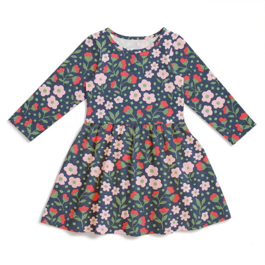 Calgary Dress - Garden Blooms Navy & Pink