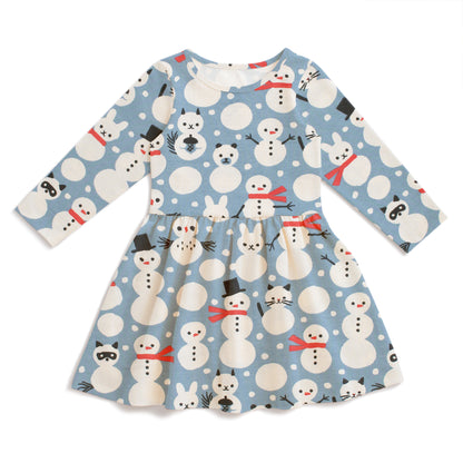 Calgary Dress - Snow Creatures Blue