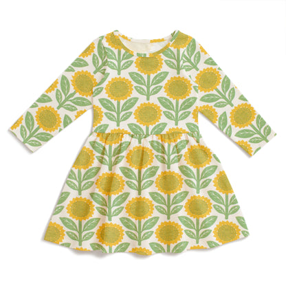 Calgary Dress - Sunflowers Green