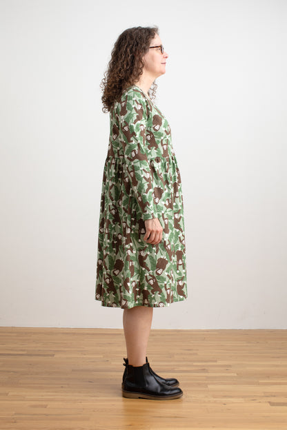 Copenhagen Dress - Chimpanzees Green