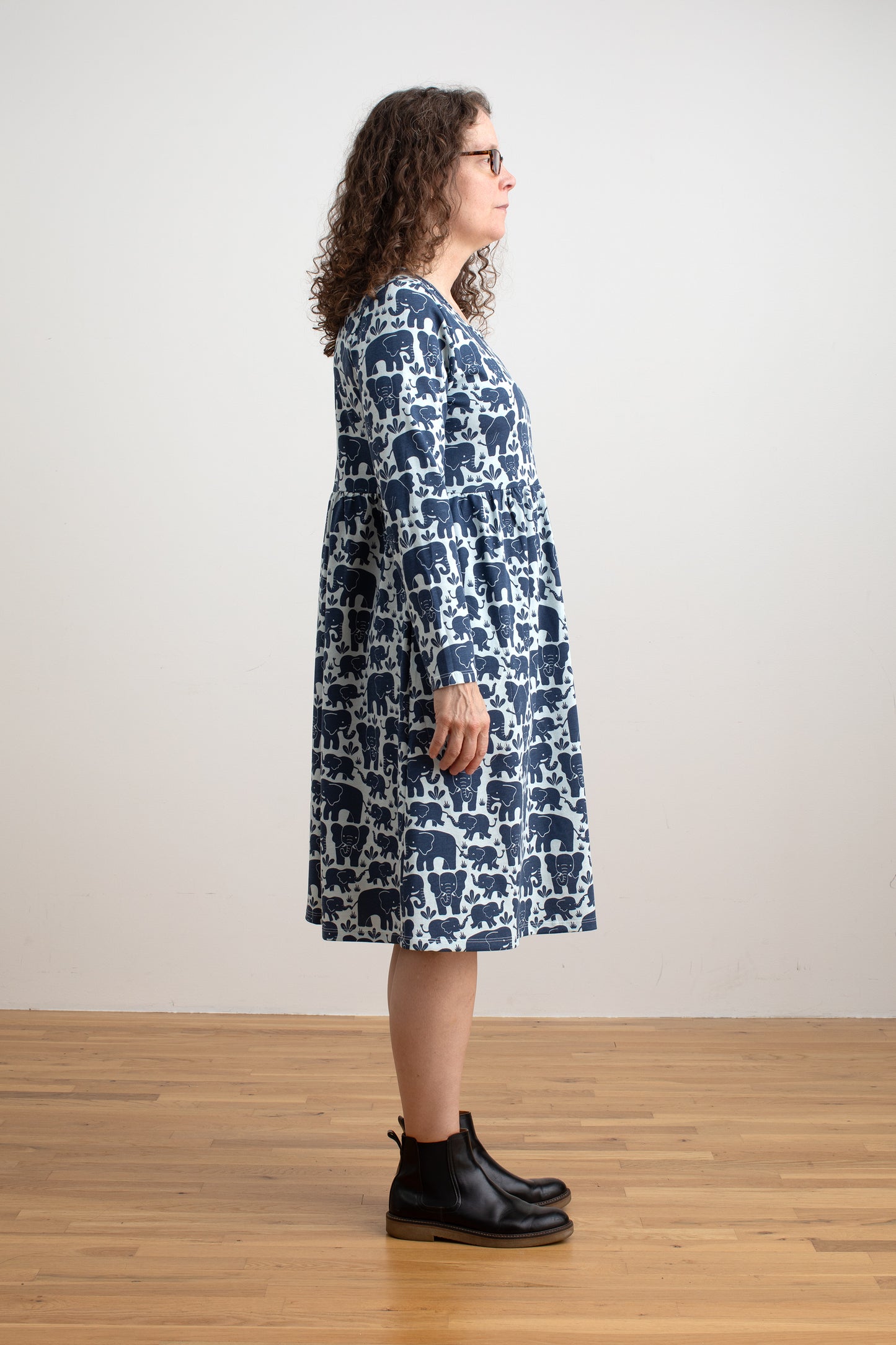Copenhagen Dress - Elephant Herd Navy