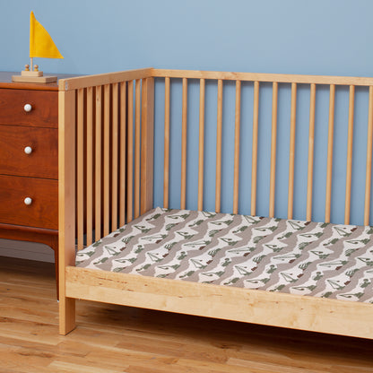 Fitted Crib Sheet - Construction Forest Green