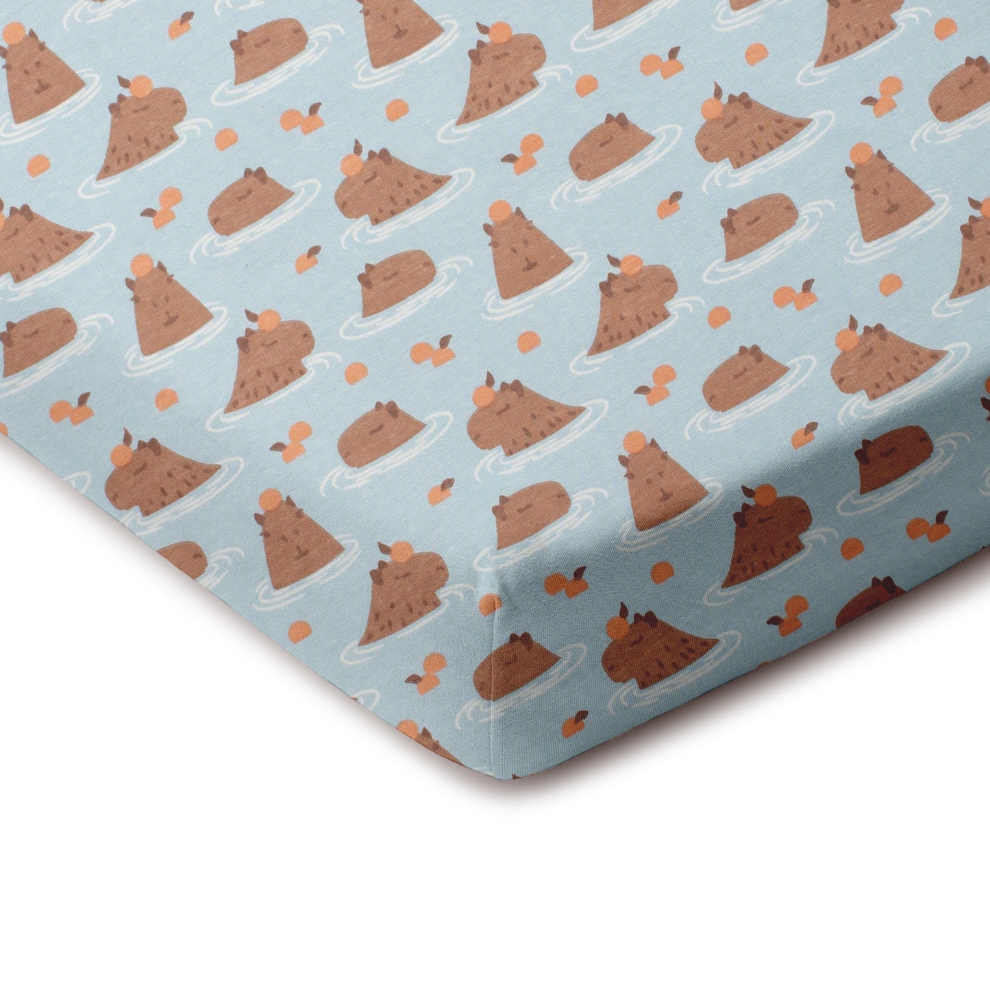 Fitted Crib Sheet - Capybaras Blue