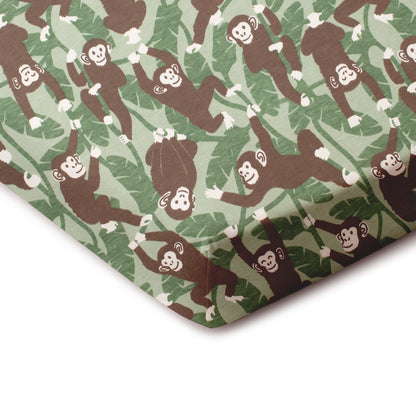 Fitted Crib Sheet - Chimpanzees Green