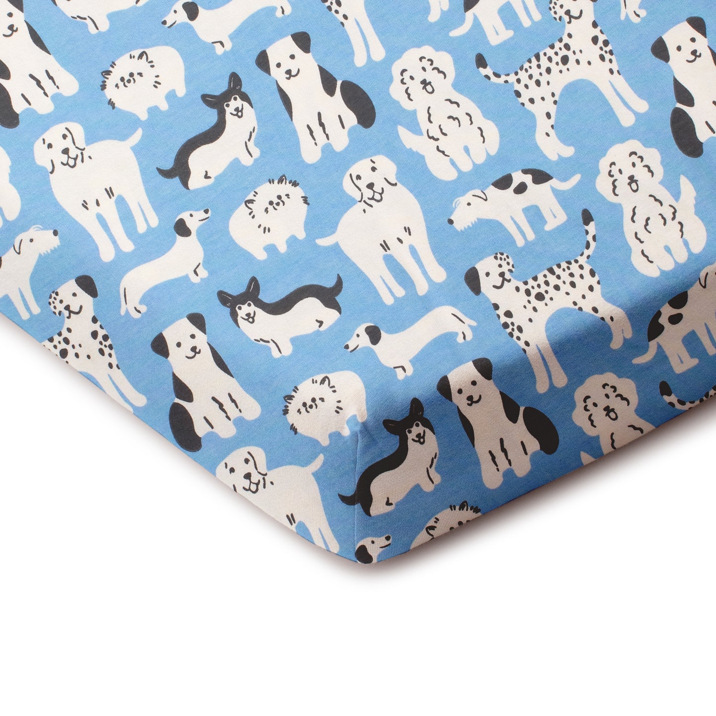 Fitted Crib Sheet - Dog Parade Blue