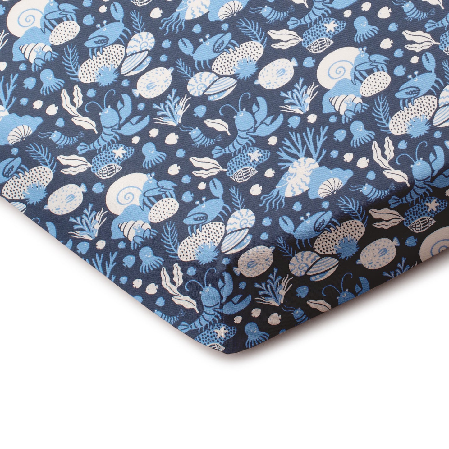 Fitted Crib Sheet - Ocean Life Navy