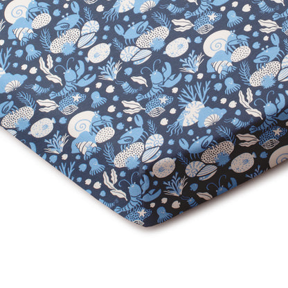 Fitted Crib Sheet - Ocean Life Navy
