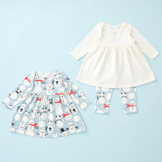 Baby Dress Bundle - Snow Creatures Sky Blue