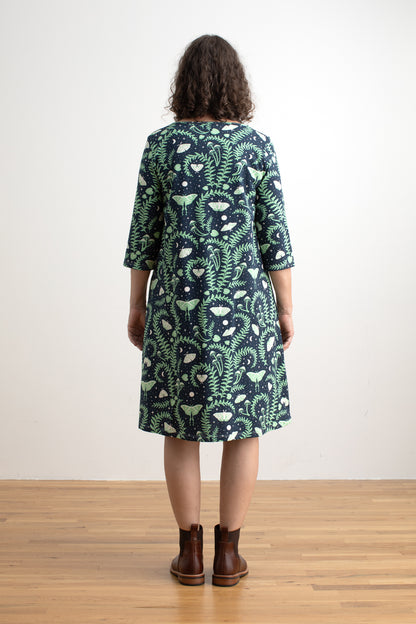 Helsinki Dress - Luna Moths Night Sky