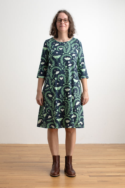 Helsinki Dress - Luna Moths Night Sky