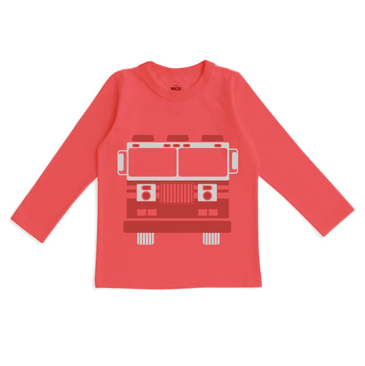 Long-Sleeve GRAPHIC Tee - Firetruck Scarlet Red