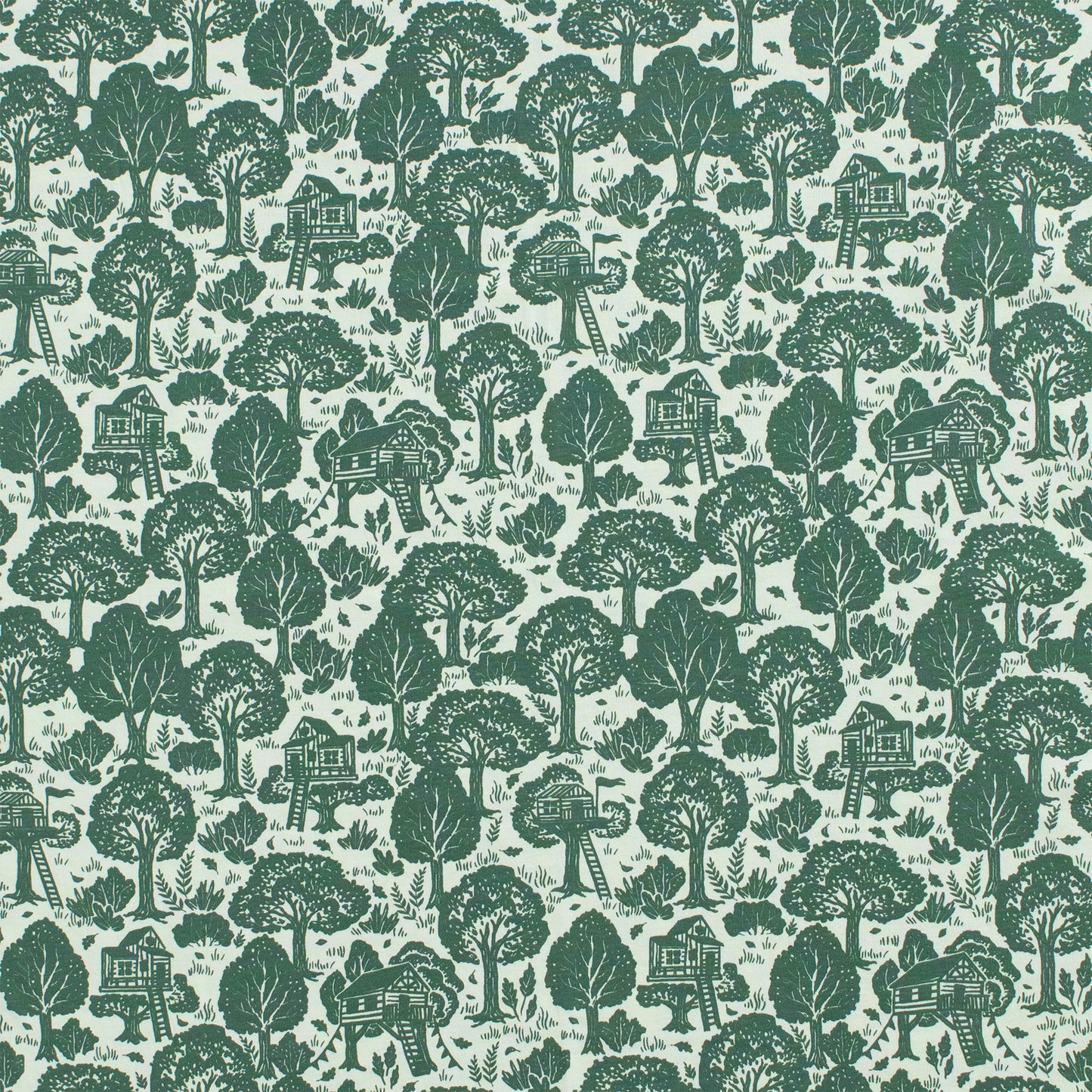 Kids Pajama Set - Treehouses Green