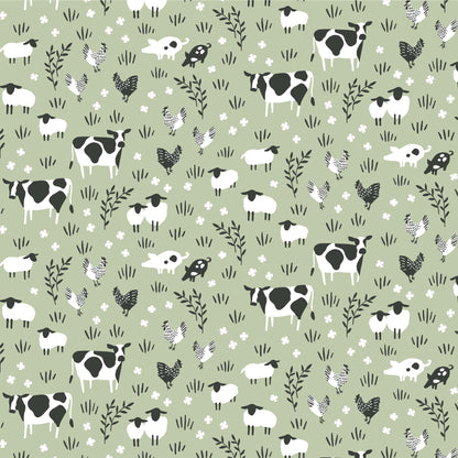 Iris Baby Tunic - Farm Animals Pale Green