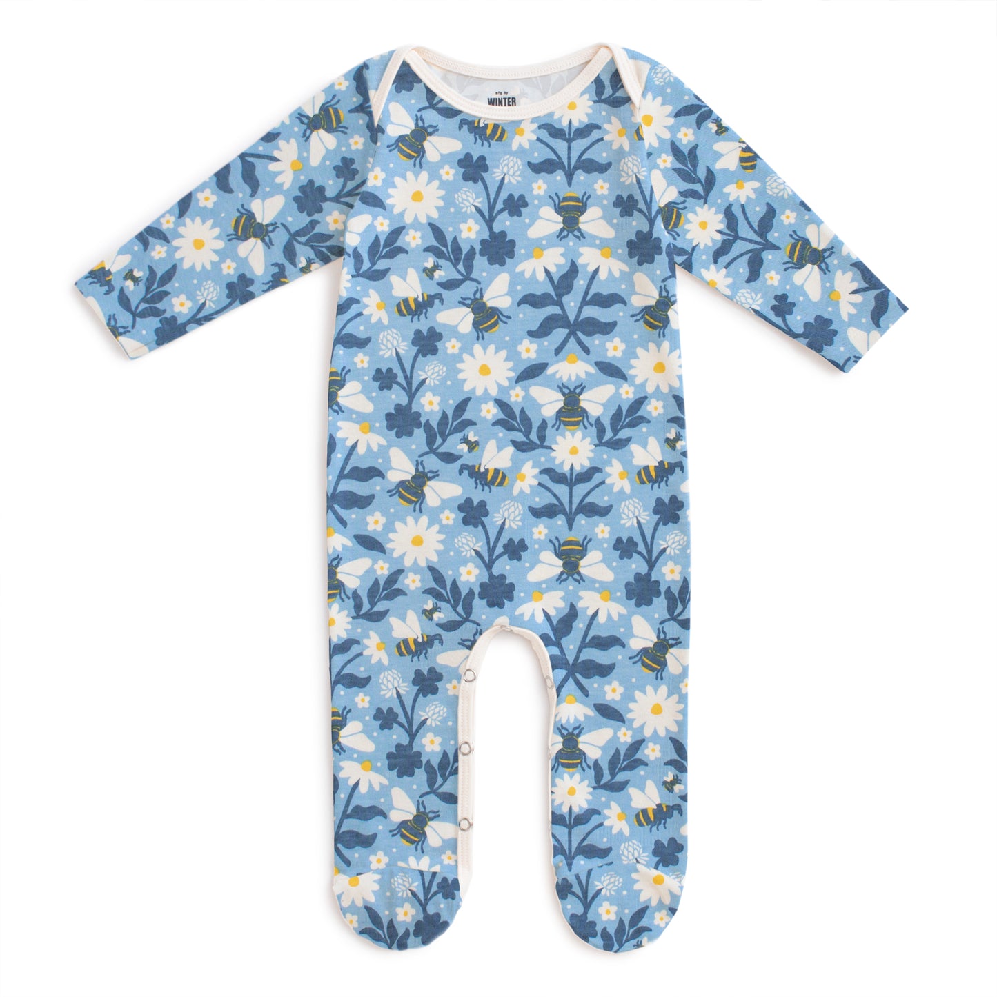 Footed Romper - Bees Blue