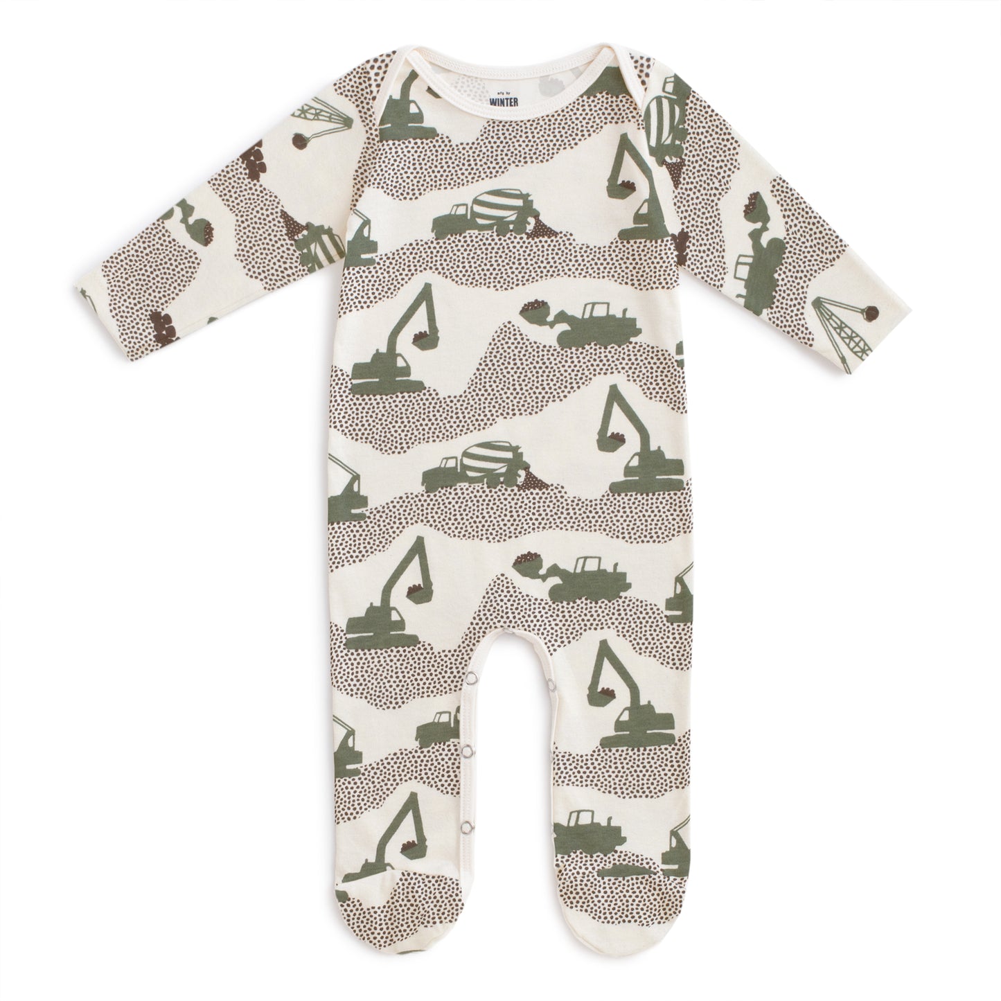 Footed Romper - Construction Forest Green