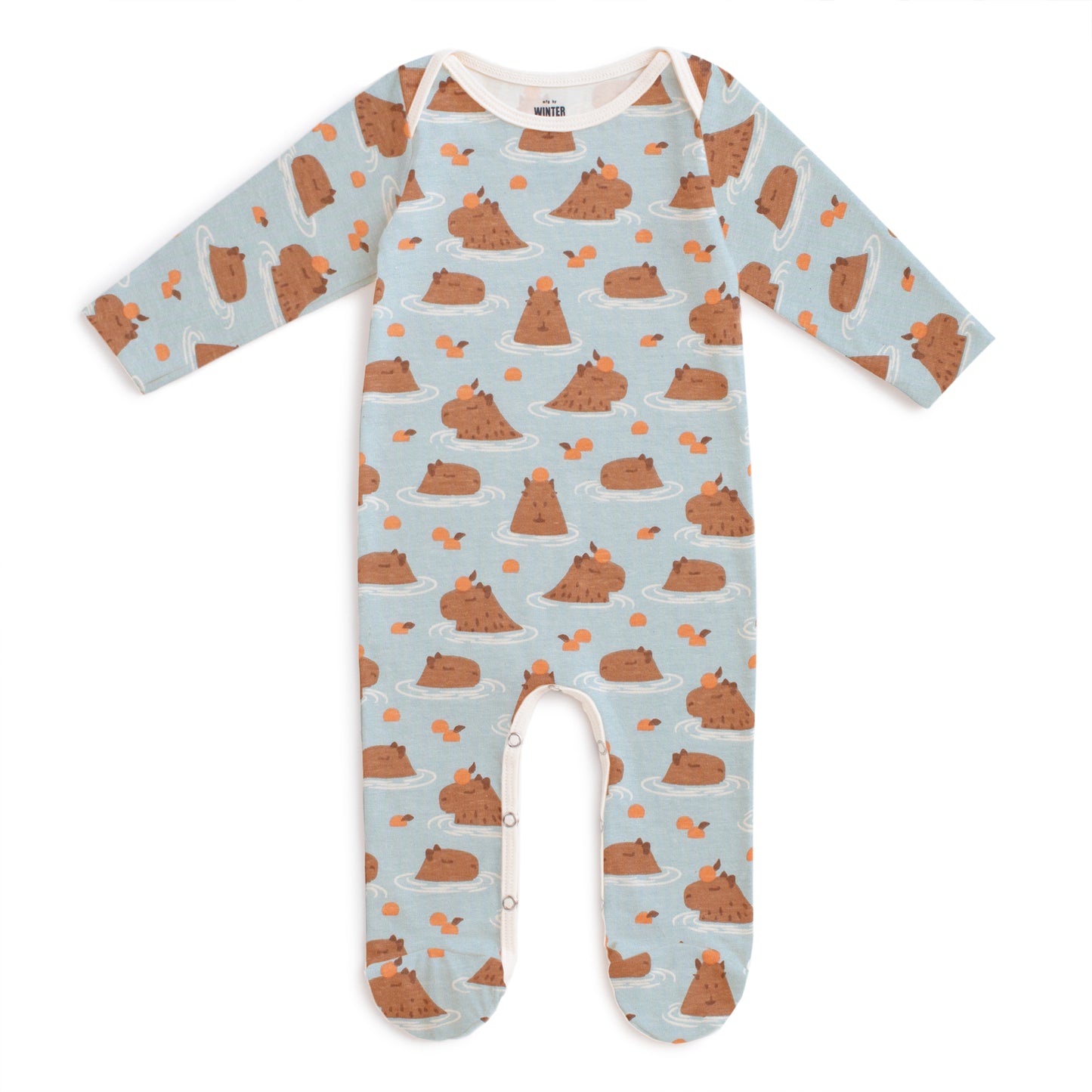 Footed Romper - Capybaras Blue