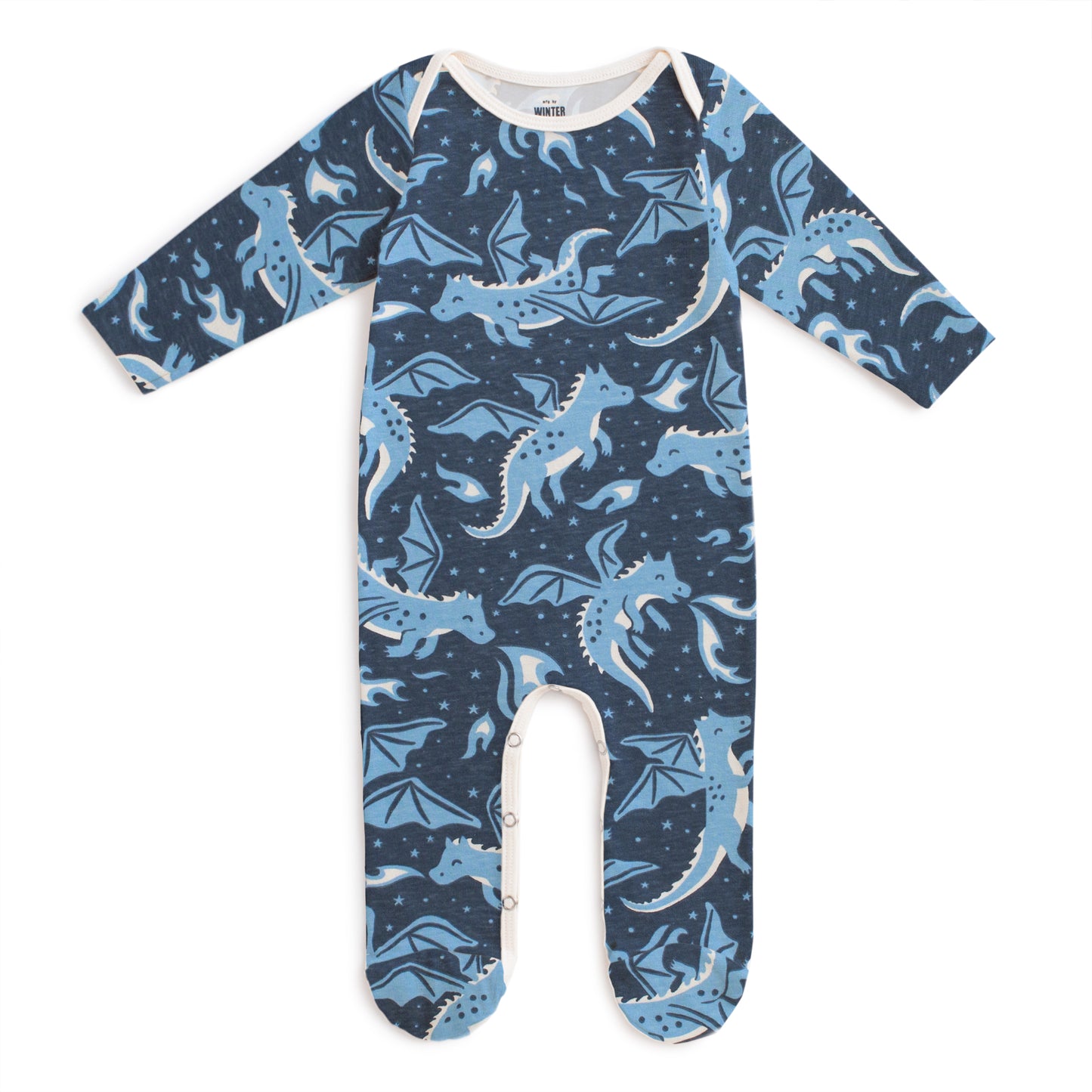 Footed Romper - Dragons Navy