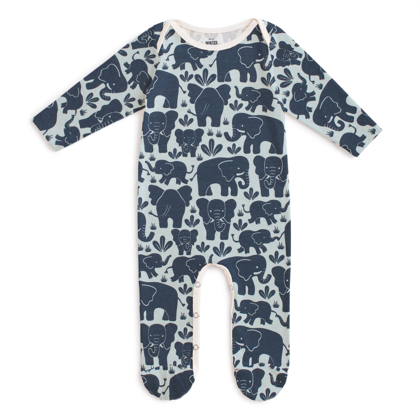 Footed Romper - Elephant Herd Navy
