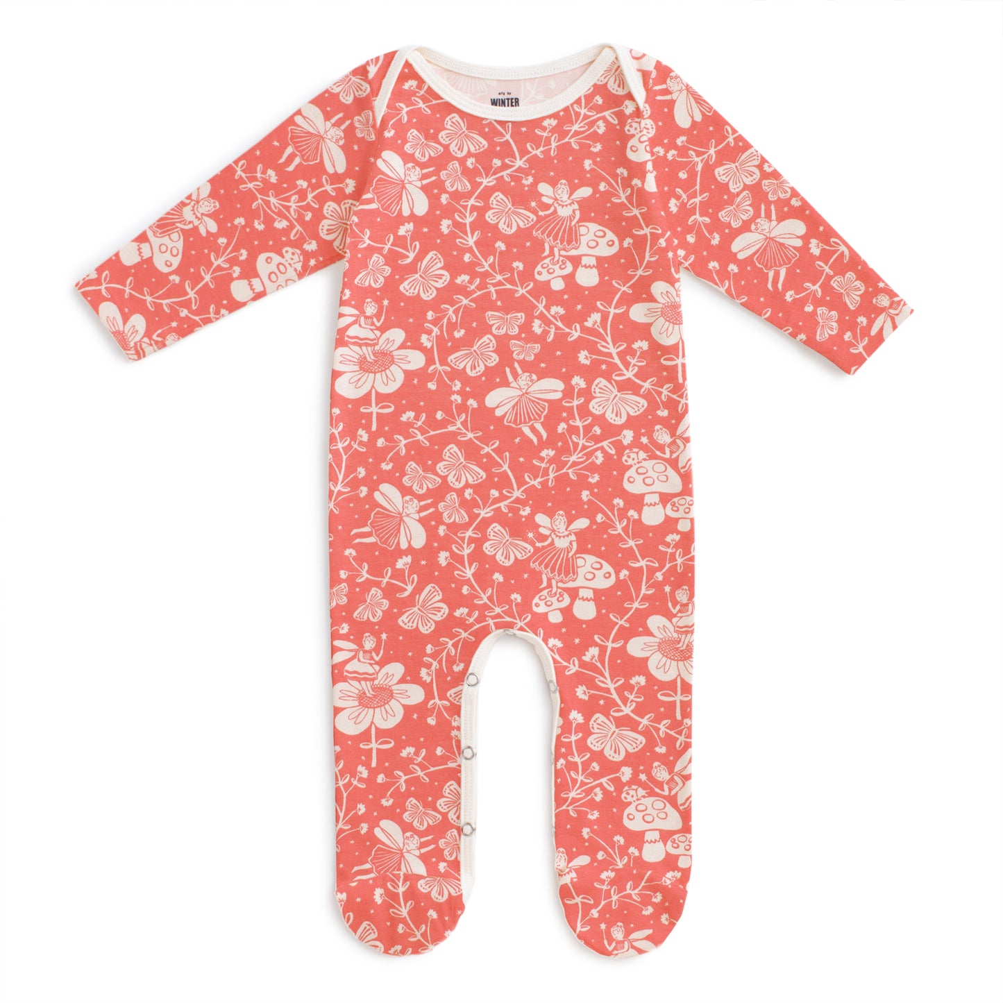 Footed Romper - Fairies Coral